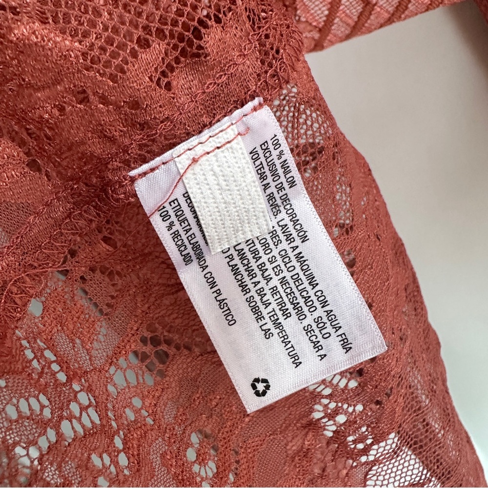 Xhilaration Burnt Rose Sheer Lace Kimono Cardigan Medium - Picture 9 of 10
